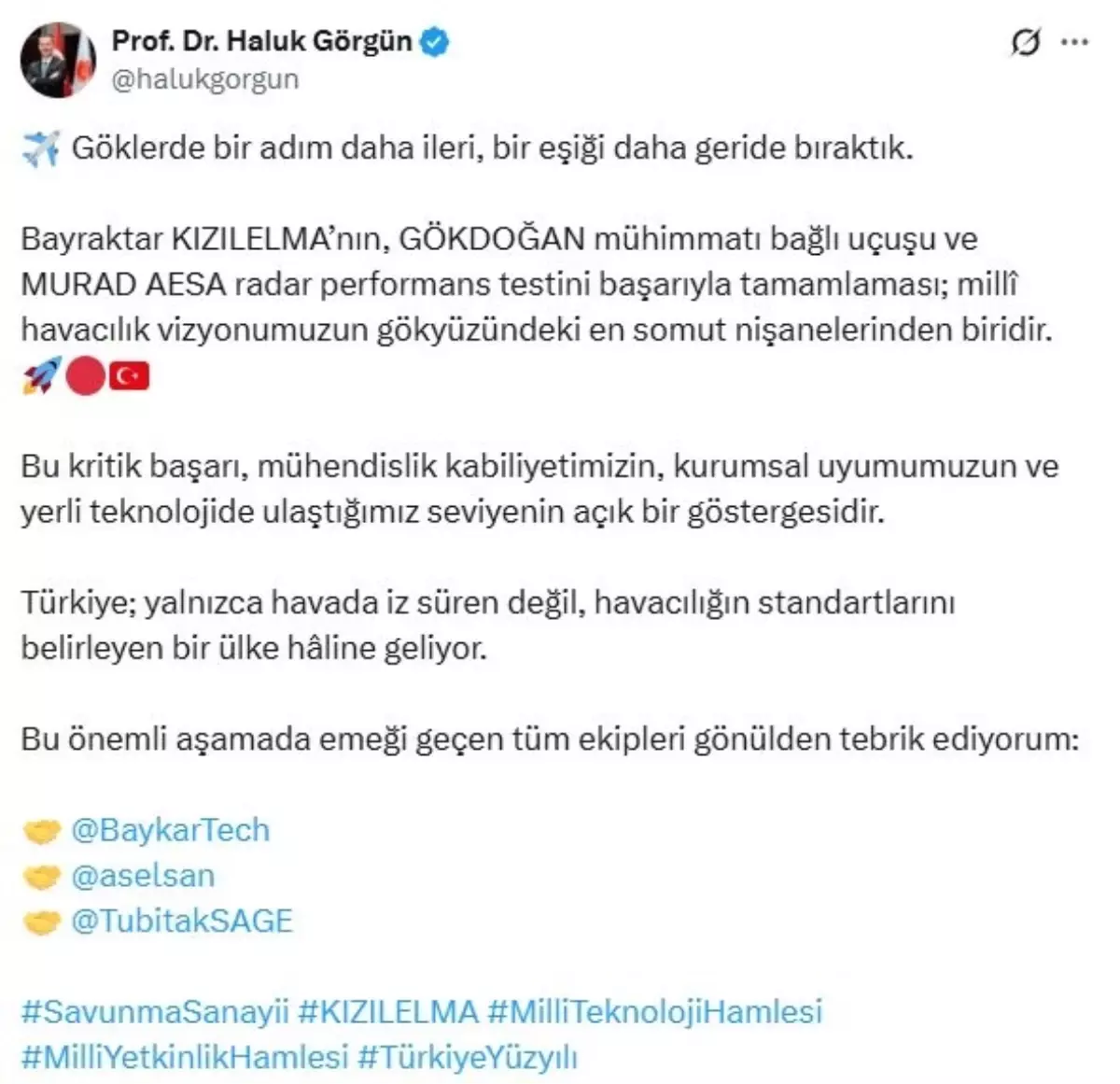 Bayraktar KIZILELMA Testleri Başarıyla Tamamlandı